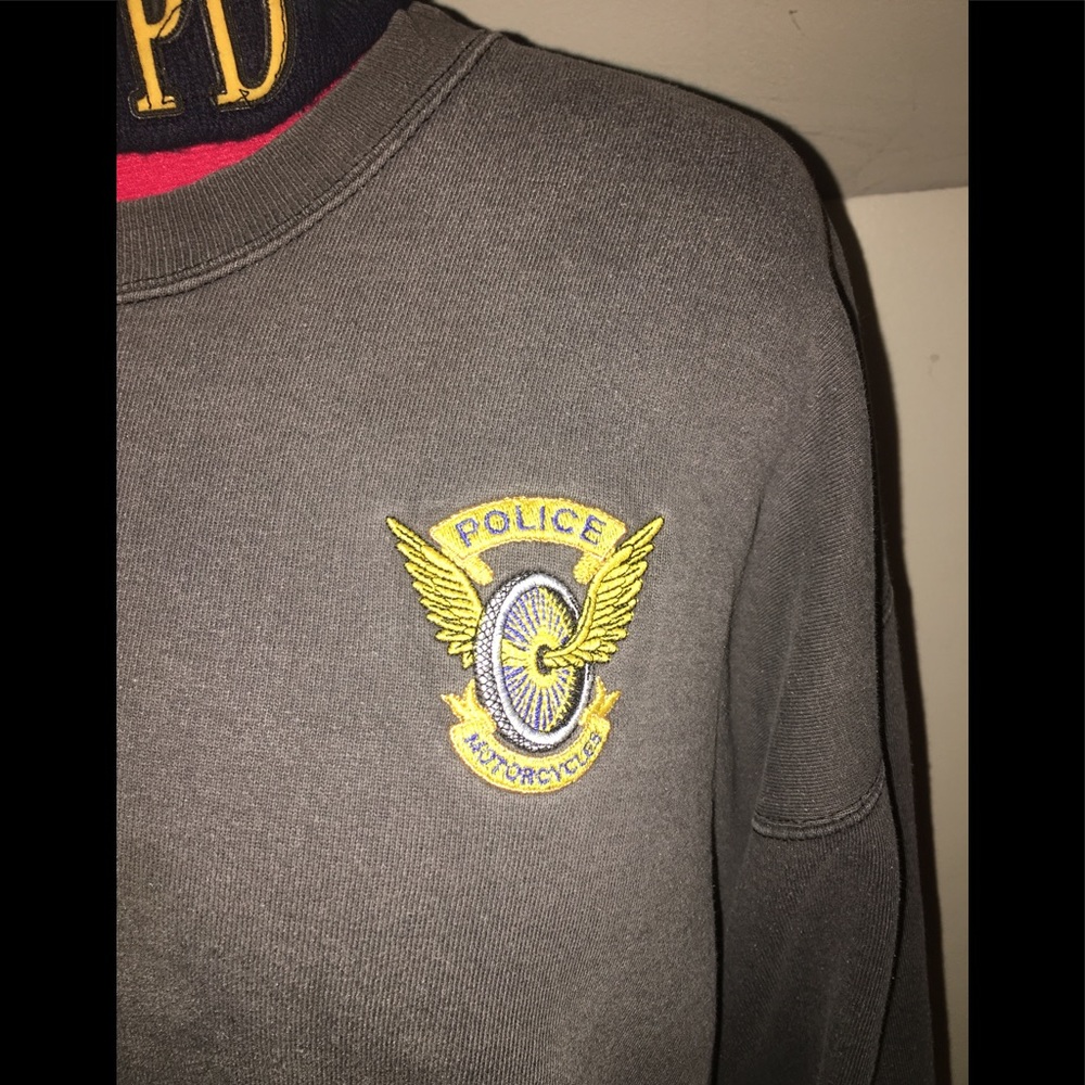 Vintage NYPD motorcycle crew sweatshirt & knit hat